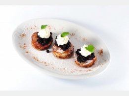 Home-made Griddle Cakes with Bilberries and Whipped Cream