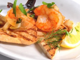Tiger Shrimps with Garlic Butter, Dill and Toast