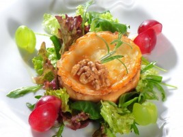 Delicate Goaty Cheese with Honey on Bed of Lettuce